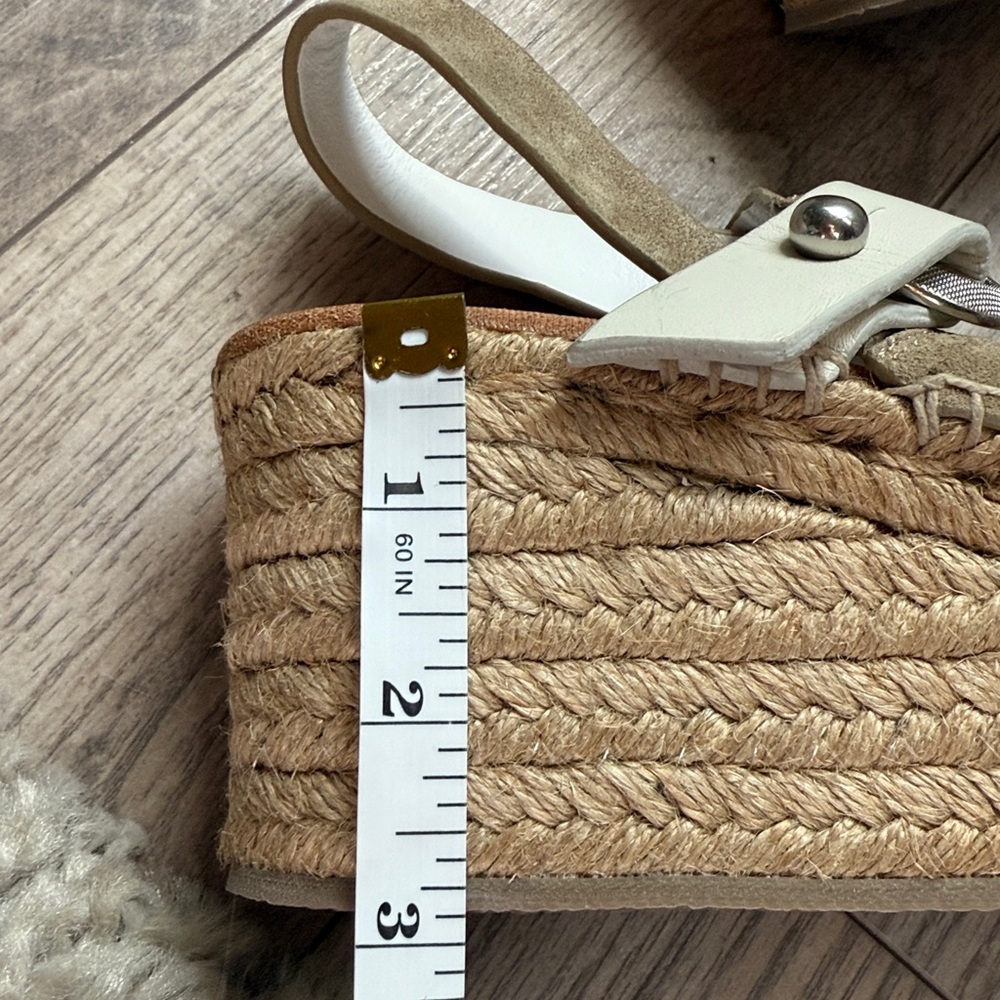 New nwot Rag & bone August Suede And Leather Espadrille Sandals Taupe 37.5 7.5 - Picture 12 of 12